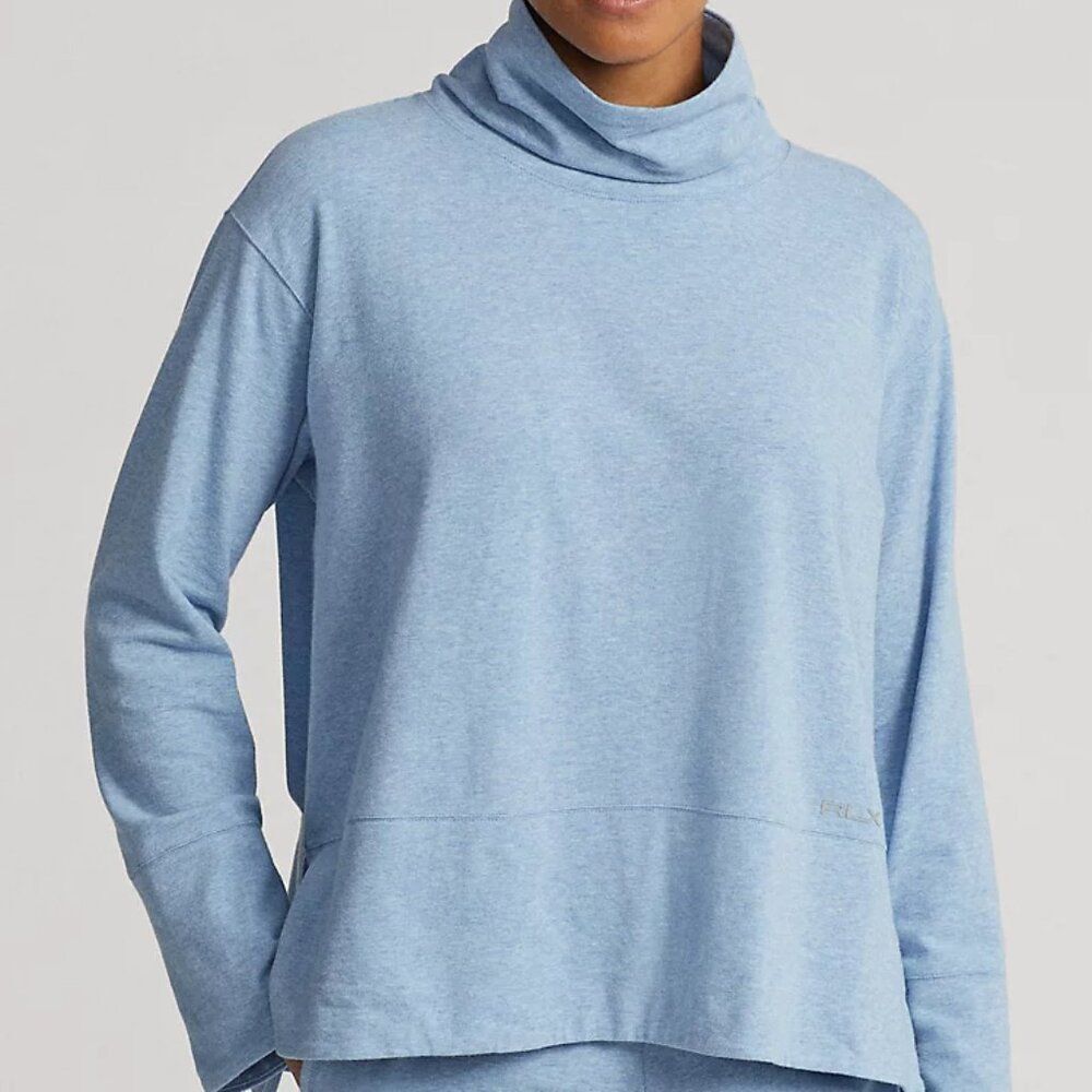 RLX Ralph Lauren Women's Performance Cotton Blend Turtleneck Blue Heather Large